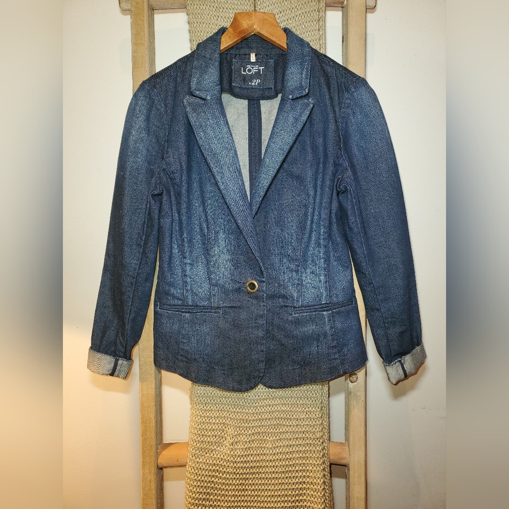 LOFT Women's Blue Denim Jacket/Blazer